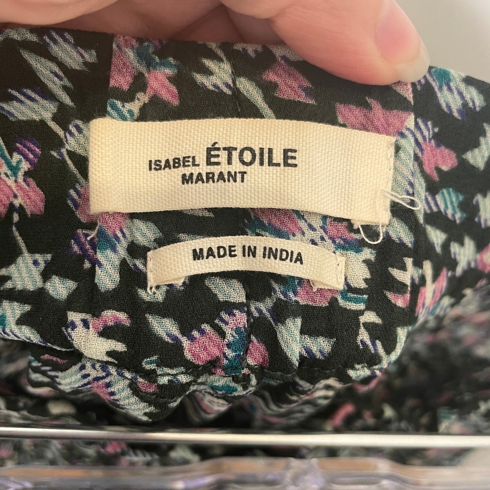 Isabel Marant Etoile Skirt Blueblu Floral Tiered Ruffle Asymmetrical Chiffon 10 - Picture 3 of 5